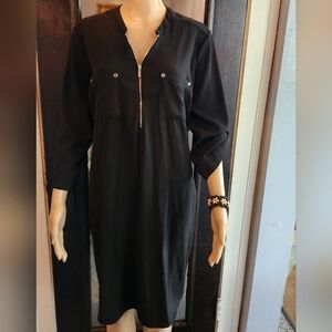 Elegant Black Zipper Dress